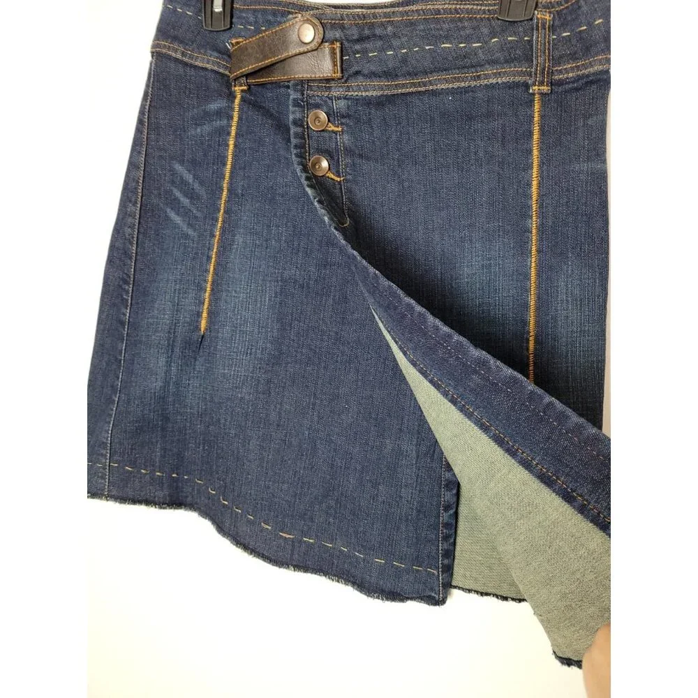 FABRIKA Woman Designer Dark Denim Knee Lenght Asimetric Pencil Skirt Size S - Picture 5 of 10